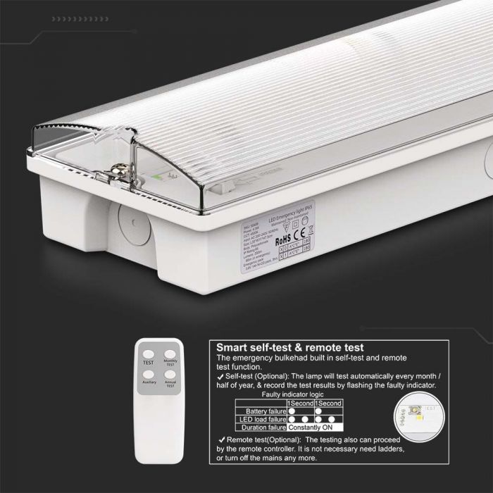 VT-997 3W LED EMERGENCY EXIT LIGHT SELF TEST BUTTON & RF CONTROL 6400K ...
